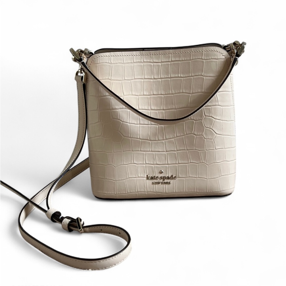 kate spade Cream Croc-Embossed Crossbody Bag